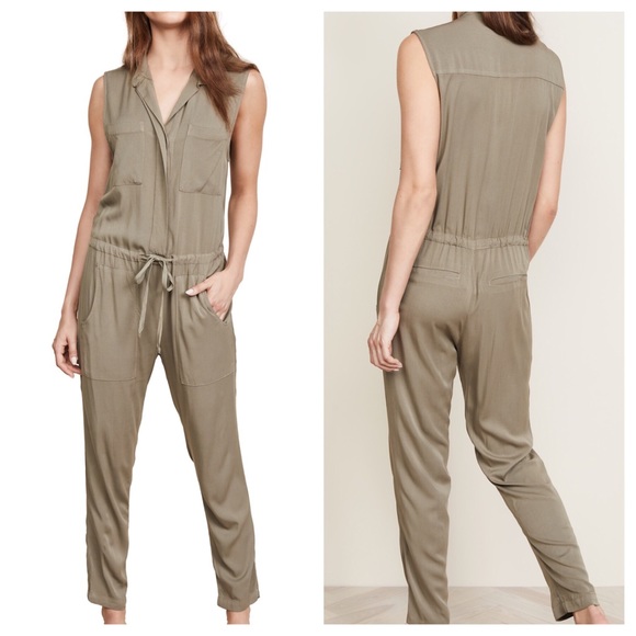 Enza Costa Pants - ENZA COSTA Military Sleeveless Button Jumpsuit S
